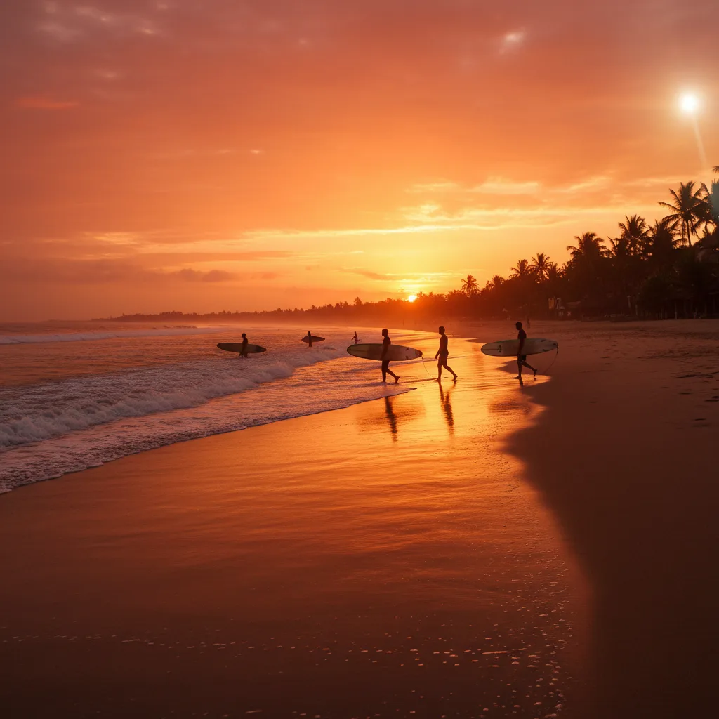 Surfing in Legian, Bali